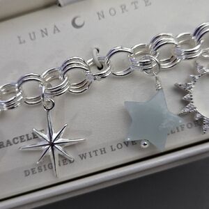 🌙 Luna Norte Silver Sweet & Simple Charm Bracelet, Viral, Genuine Gem Stones